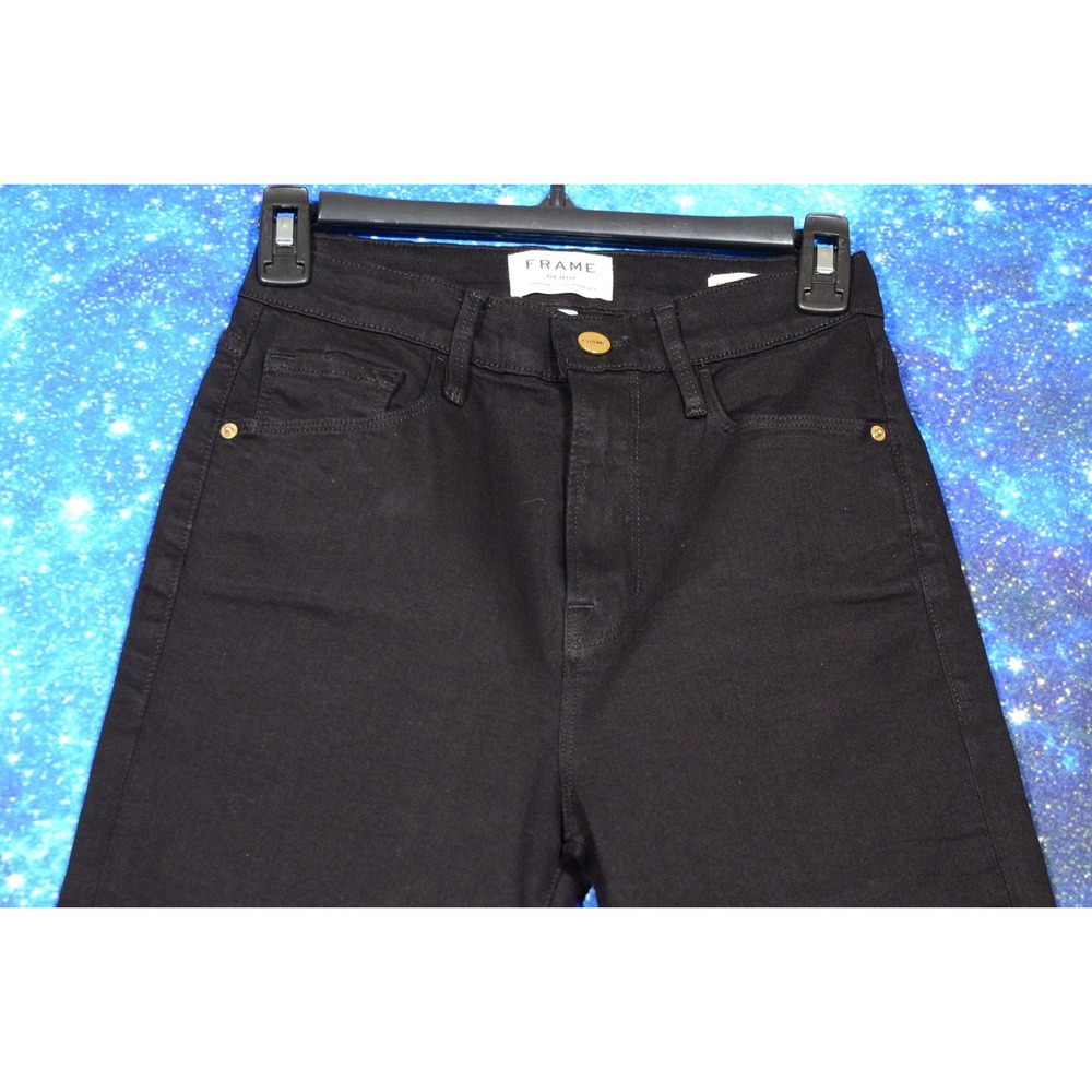 Frame Denim Jeans Womens 25 Black Ali High Rise Cigarette Skinny Stretch - Picture 3 of 9